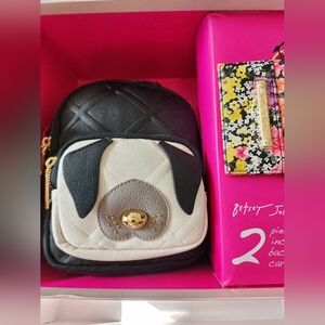 NWT Betsey Johnson mini dog backpack and card holder‎ in original box